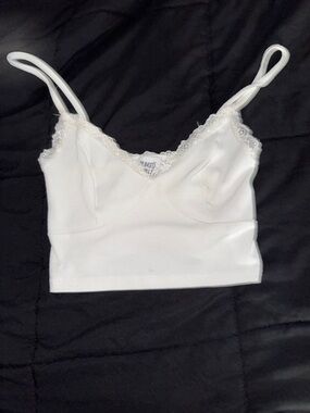 Princess Polly White Lace-Trim Bandeau Cami